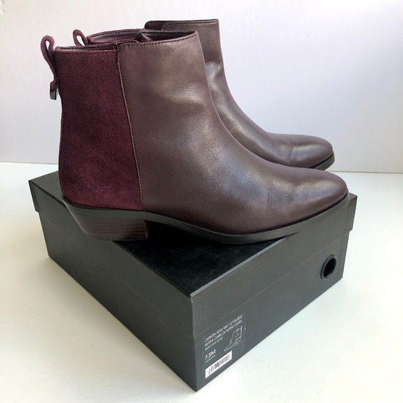 COACH Carmen Ankle Boots Semi Matte Calf Leather/Suede Oxblood Burgundy Size 7.5 - Picture 2 of 8